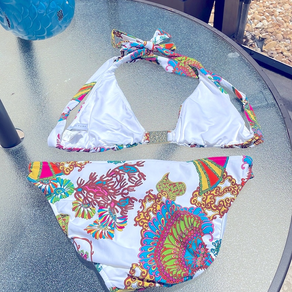 TRINA TURK Vibrant multicolor gold details bikini set -SZ 10 - Picture 7 of 11